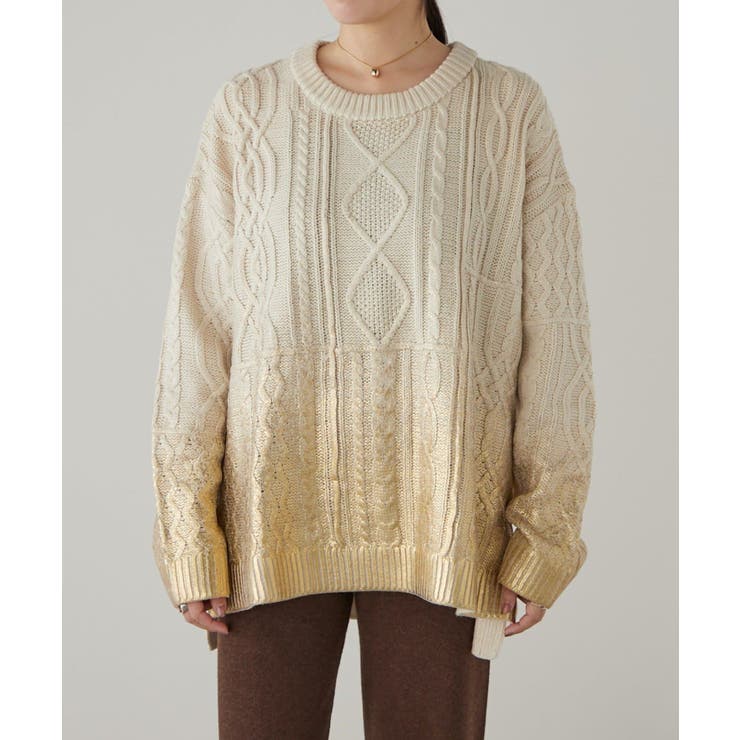 earthy_】箔プリントニットプルオーバー[品番：PALW0005869