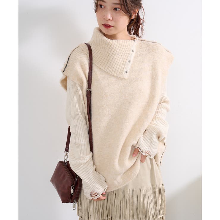 GALERIE VIE ハイネックニットベスト　タートルネックニット BPF01_23_23023402101_1900?$