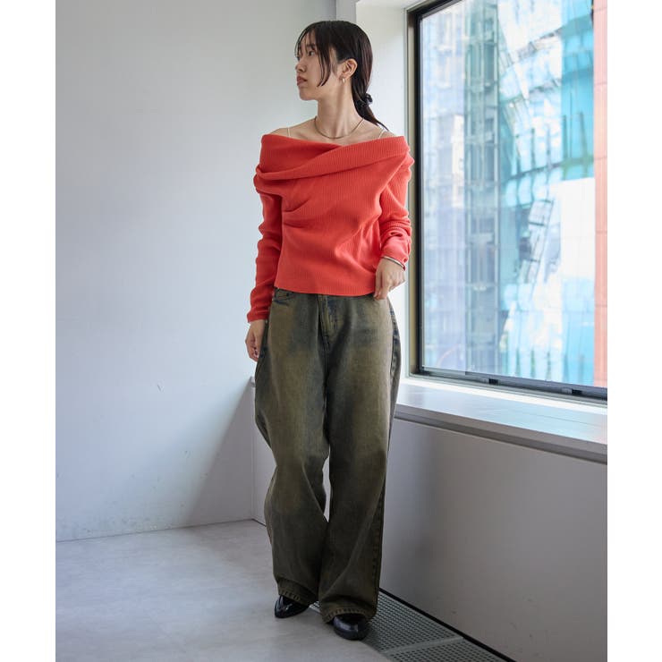 machatt オフショル　リブニット 大人気のオフショルダーリブニットのご紹介です！ 1枚で華やかさ