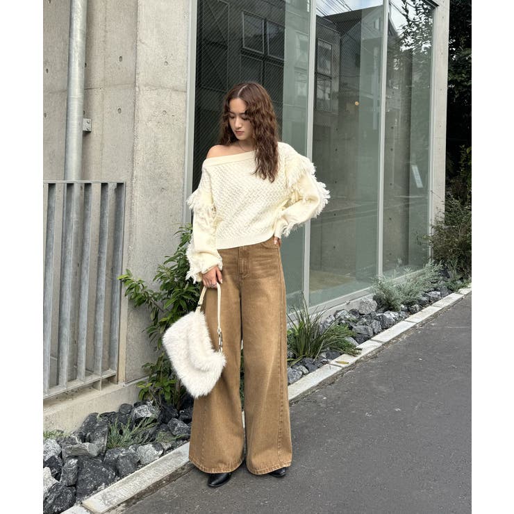 【新品未使用】mystic フリンジニット mystic（ミスティック）の「【新色追加/ブラウン】フリンジ