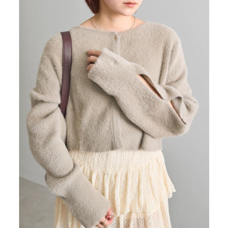 グレディブリリアン　モヘアシャギーショートコート　白 グレディブリリアン モヘアシャギーショートコート 白 - メルカリ