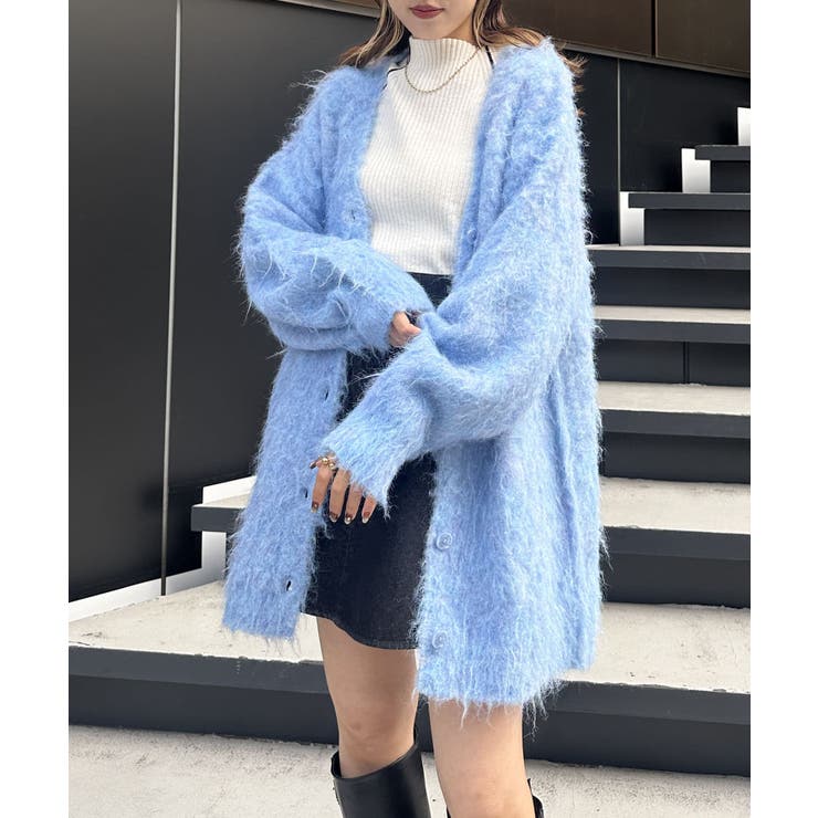 BLU | 【w closet】MIXシャギービッグニットカーディガン | PAL GROUP OUTLET