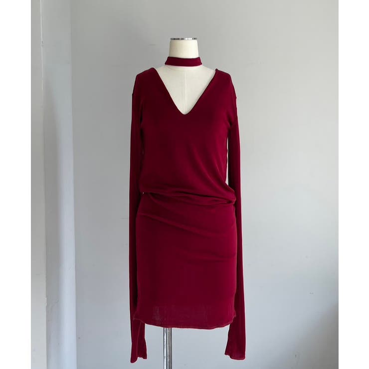 RED | 【Pasterip】Sheer rib tie tunic | PAL GROUP OUTLET