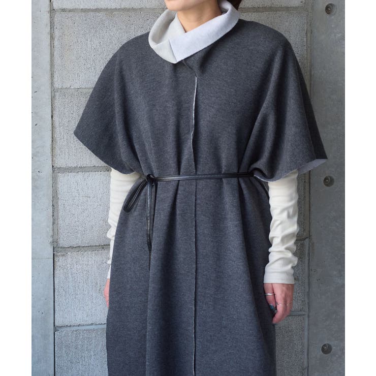 CHARCOAL | 【Pasterip】Double face design poncho | PAL GROUP OUTLET