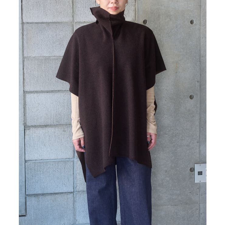 BROWN | 【Pasterip】Double face design poncho | PAL GROUP OUTLET