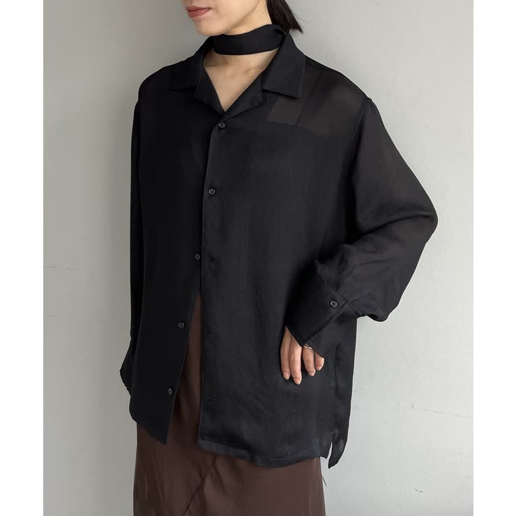 BLK | 【Pasterip】Acetate KARAMI sheer shirt | PAL GROUP OUTLET
