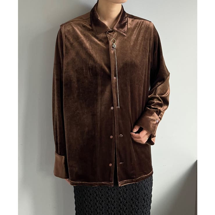 BROWN | 【Pasterip】Cozy set up velour shirt | PAL GROUP OUTLET