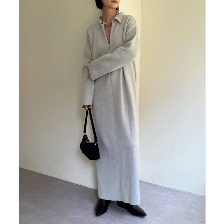 Omekashi】フロントファスナーニットワンピース[品番