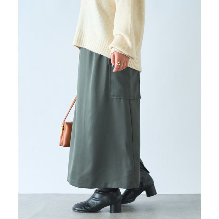 khaki | 【un dix cors】ワークポケットサテンナロースカート | PAL GROUP OUTLET