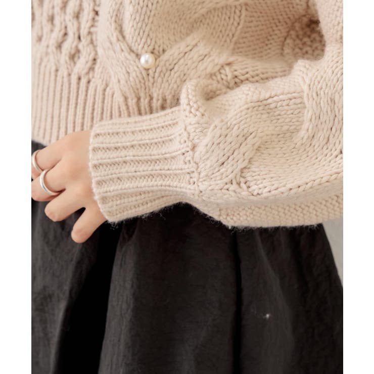 Chico】パール付きケーブルクルーニット[品番：PALW0006218]｜PAL