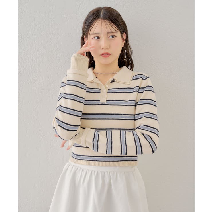 【売り切れ品・新品】CHICO レイヤード襟付きポロニット Chico】レイヤード襟付きニットポロ[品番：PALW0006232]｜PAL