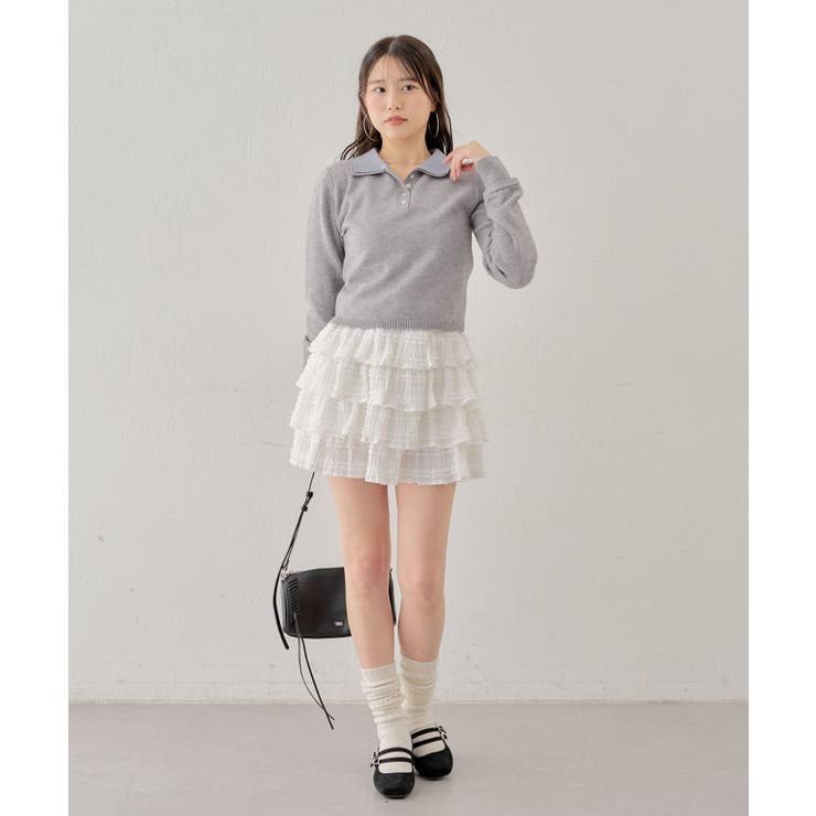 【売り切れ品・新品】CHICO レイヤード襟付きポロニット Chico】レイヤード襟付きニットポロ[品番：PALW0006232]｜PAL