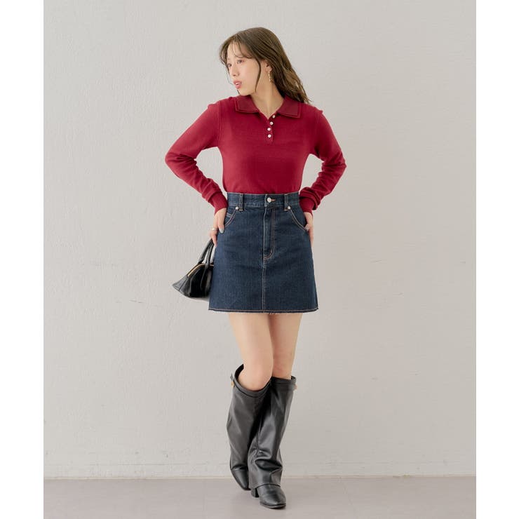 【売り切れ品・新品】CHICO レイヤード襟付きポロニット Chico】レイヤード襟付きニットポロ[品番：PALW0006232]｜PAL