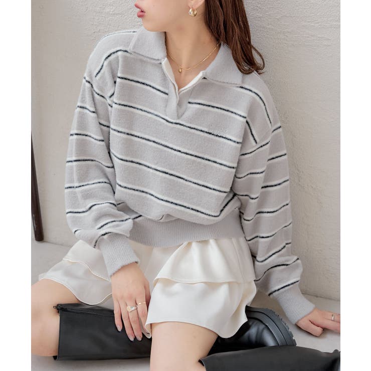 リヴドロワ 【インせず決まる】ケーブル柄ルーズニット ゆったり着