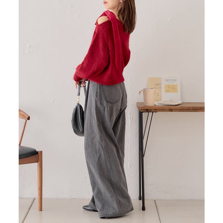 【Chico】ベロアリボンワンショルルーズニット | PAL GROUP OUTLET | 詳細画像21 