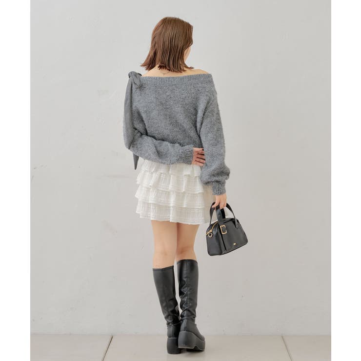【Chico】ベロアリボンワンショルルーズニット | PAL GROUP OUTLET | 詳細画像29 