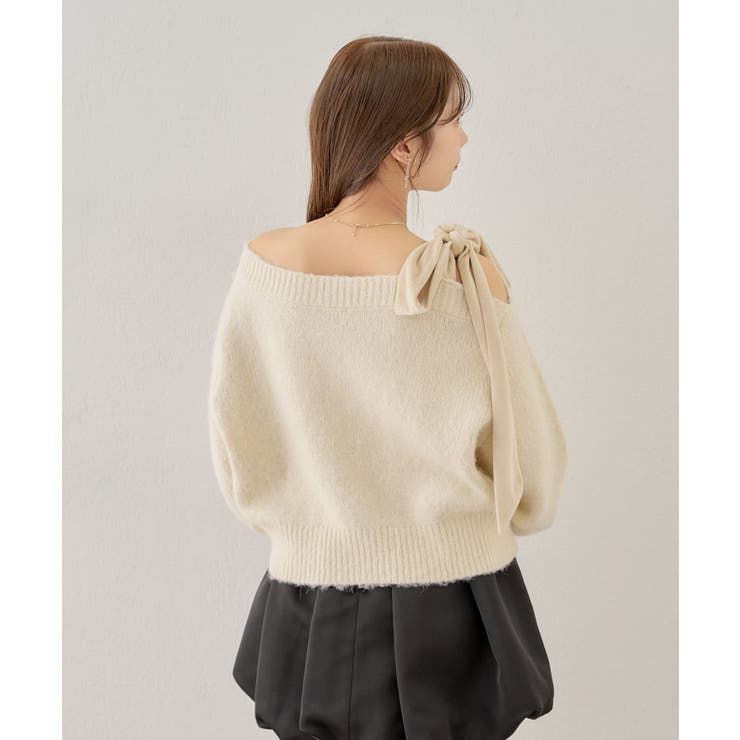 【Chico】ベロアリボンワンショルルーズニット | PAL GROUP OUTLET | 詳細画像38 