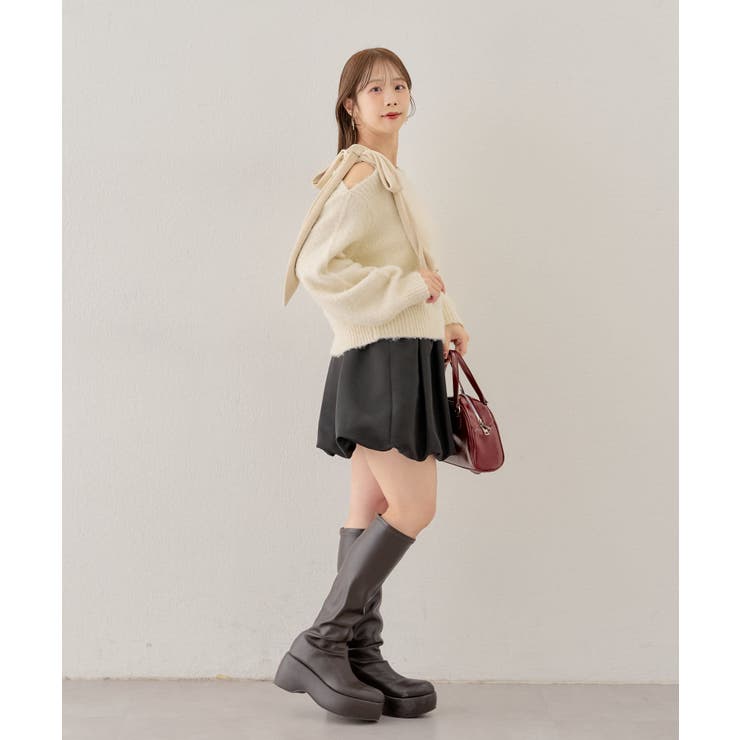 【Chico】ベロアリボンワンショルルーズニット | PAL GROUP OUTLET | 詳細画像40 