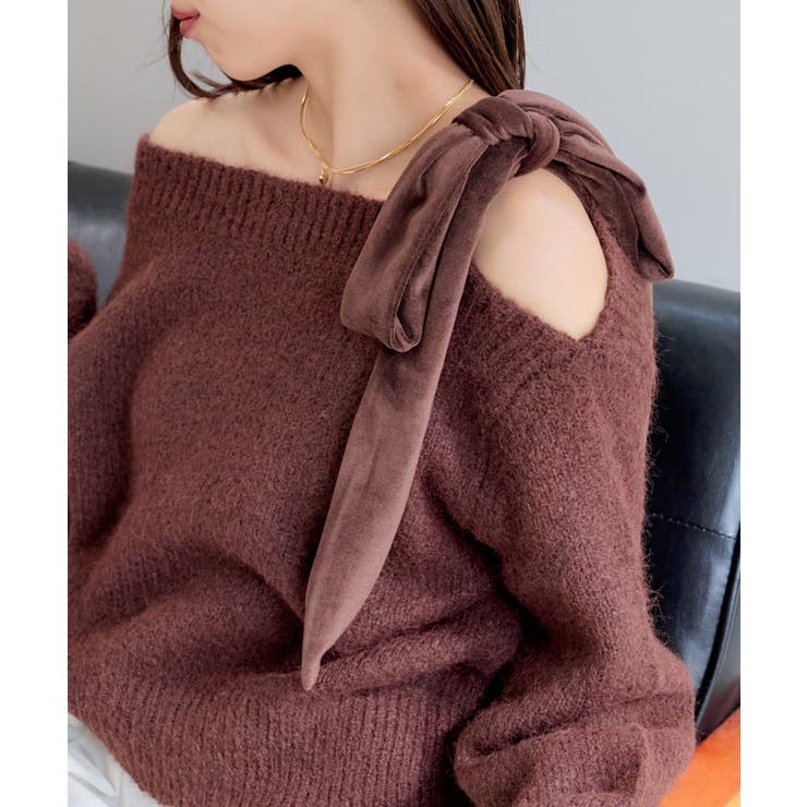 【Chico】ベロアリボンワンショルルーズニット | PAL GROUP OUTLET | 詳細画像43 