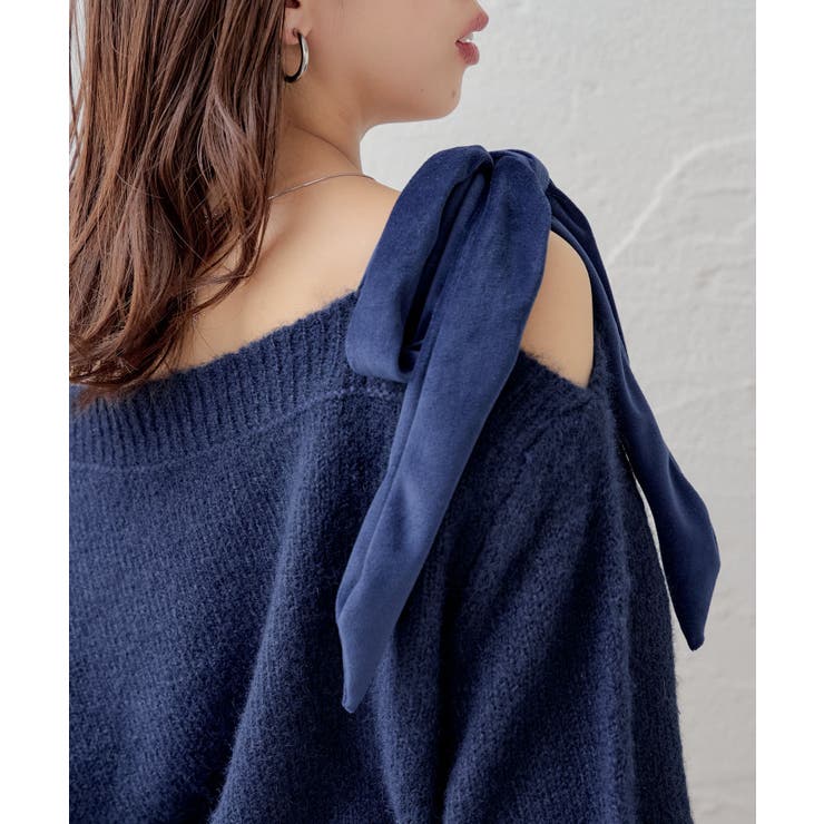 【Chico】ベロアリボンワンショルルーズニット | PAL GROUP OUTLET | 詳細画像48 