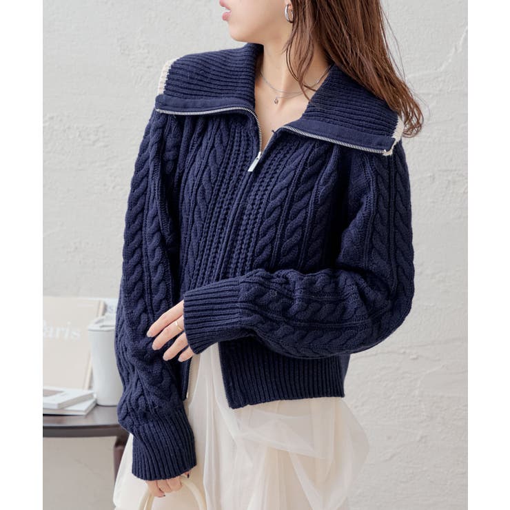 Chico】WZIPケーブル襟ルーズニット[品番：PALW0006229]｜PAL GROUP