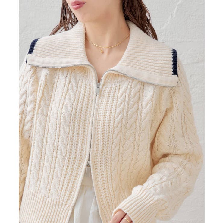 Chico】WZIPケーブル襟ルーズニット[品番：PALW0006229]｜PAL