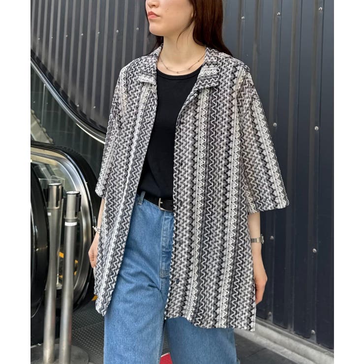 【CIAOPANIC TYPY】レースシアーストライプ柄ルーズシャツ | PAL GROUP OUTLET | 詳細画像12 