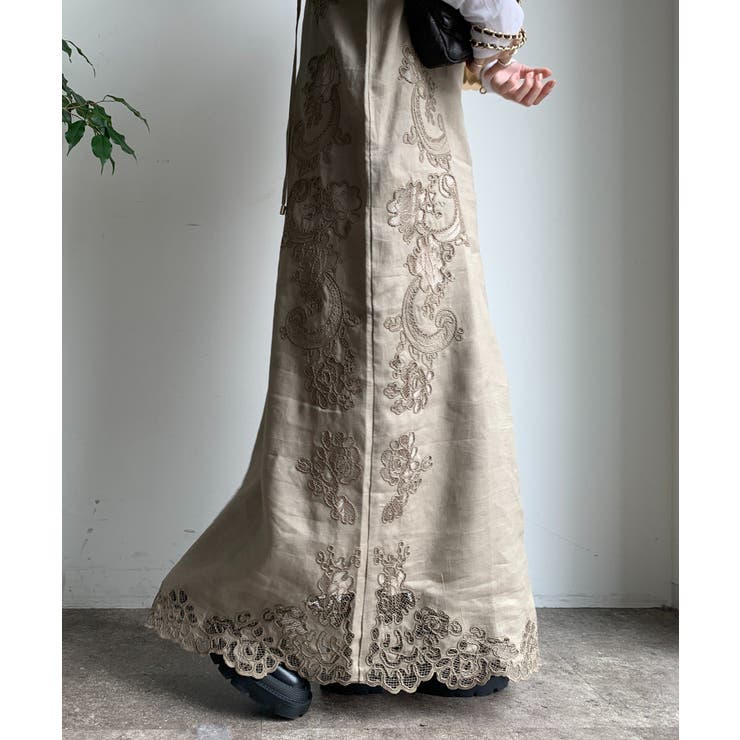 DouDou】刺繍レースリネンワンピース[品番：PALW0006282]｜PAL