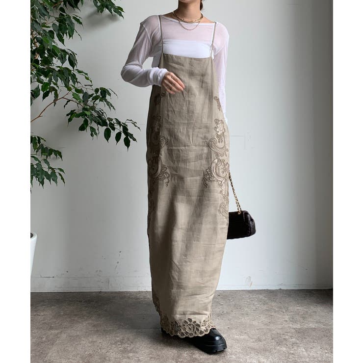 新品 MOGA レース 刺繍 リネン ワンピース DouDou】刺繍レースリネンワンピース[品番：PALW0006282]｜PAL GROUP