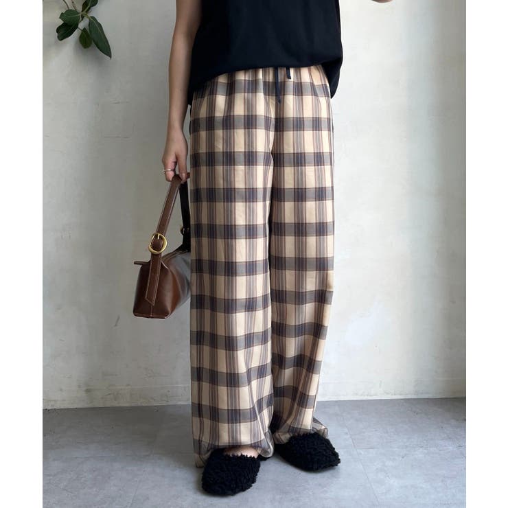 【DouDou】シアーチェックワイドパンツ | PAL GROUP OUTLET | 詳細画像6 