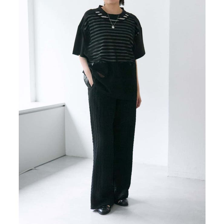 ear PAPILLONNER】メッシュボーダーTシャツ【SUM1 STYLE…[品番 