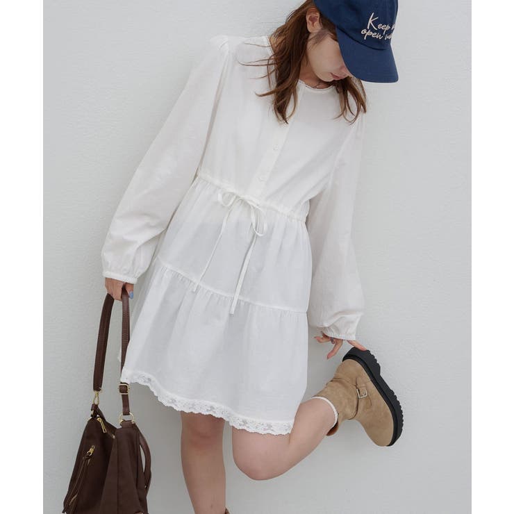 Discoat】【umm】裾レースティアードミニワンピース[品番：PALW0006328