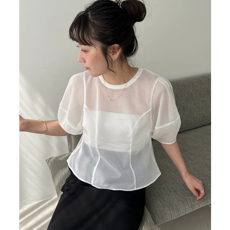 WHITE | 【CAPRICIEUX LE'MAGE】メッシュパフフレアTOPS | PAL GROUP OUTLET