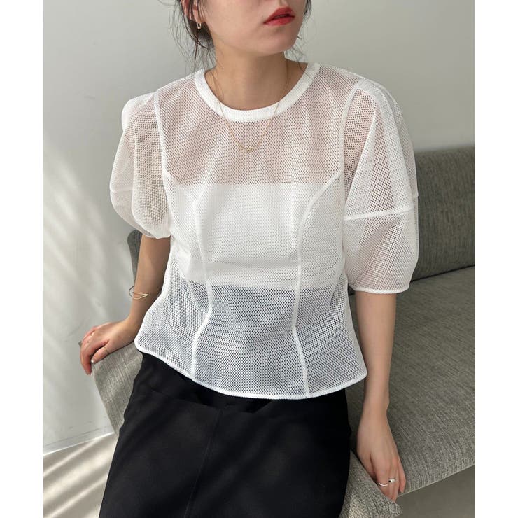 【CAPRICIEUX LE'MAGE】メッシュパフフレアTOPS | PAL GROUP OUTLET | 詳細画像1 
