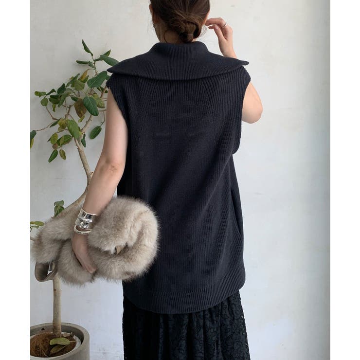 DouDou】W 畦編みジップニットベスト[品番：PALW0006390]｜PAL GROUP