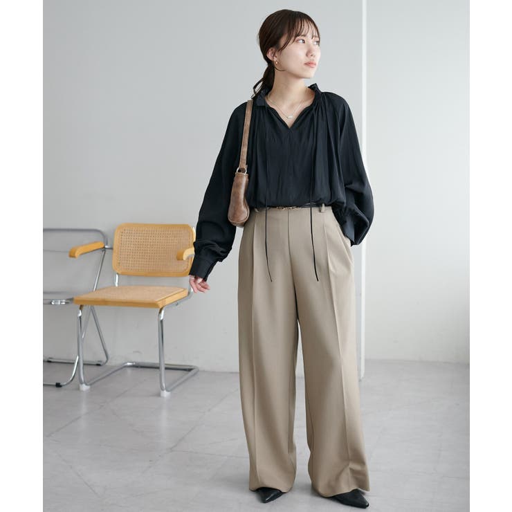 【Discoat】メモリーサテンギャザースキッパーブラウス | PAL GROUP OUTLET | 詳細画像20 