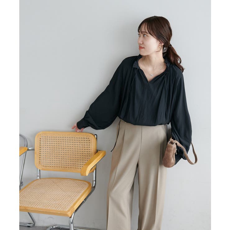 【Discoat】メモリーサテンギャザースキッパーブラウス | PAL GROUP OUTLET | 詳細画像17 