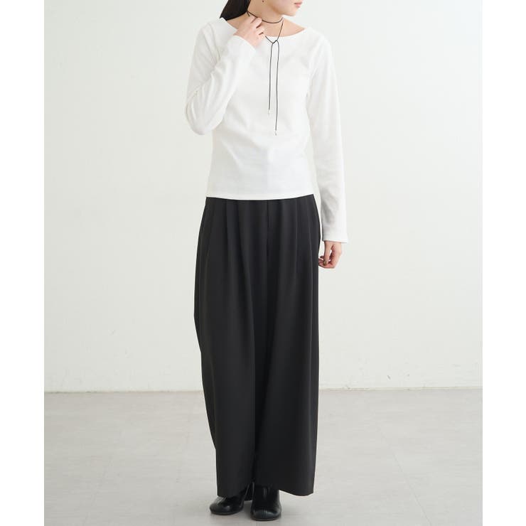 【earthy_】リブボートネックトップス | PAL GROUP OUTLET | 詳細画像1 