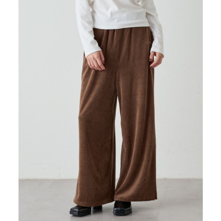BRN | 【earthy_】コットンベロアイージーワイドPT | PAL GROUP OUTLET