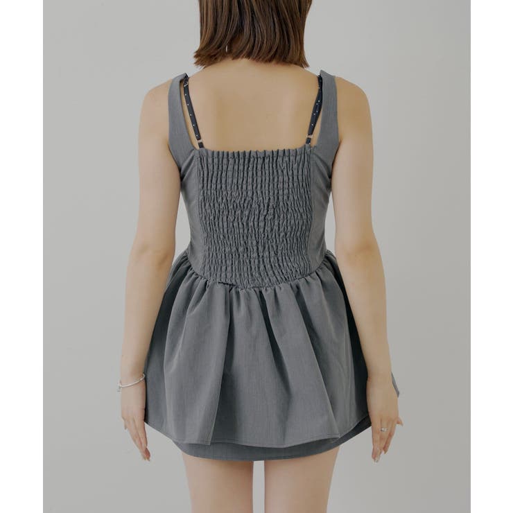 【美品】Rene 膝丈ワンピース グレー レース ノースリーブ 32 フレア Chico】レースレイヤードフレアキャミOP[品番：PALW0006505]｜PAL