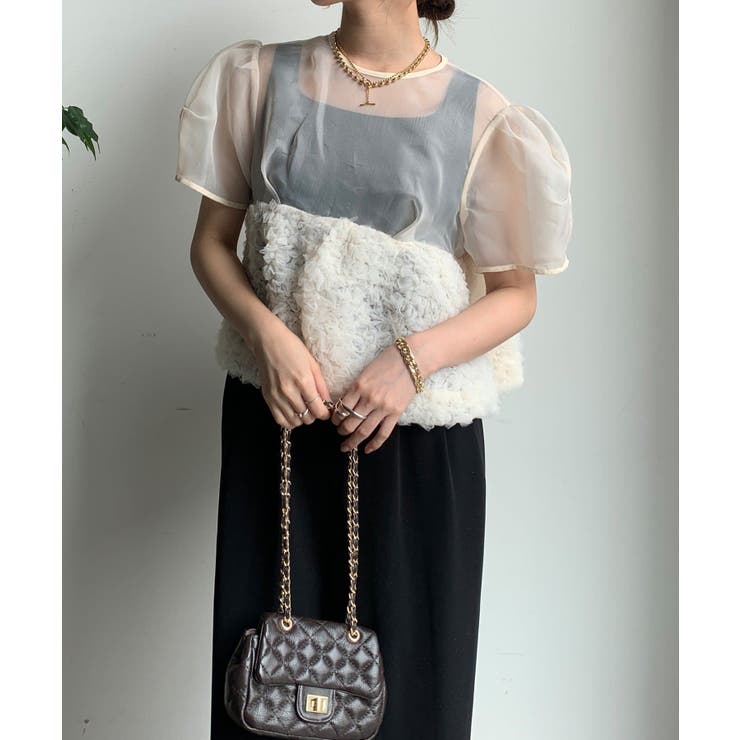 新品　DOUDOU 【オケージョン対応】オーガンジーブラウスセットドレス オケージョン対応】【WEB限定】オーガンジーブラウスセットドレス