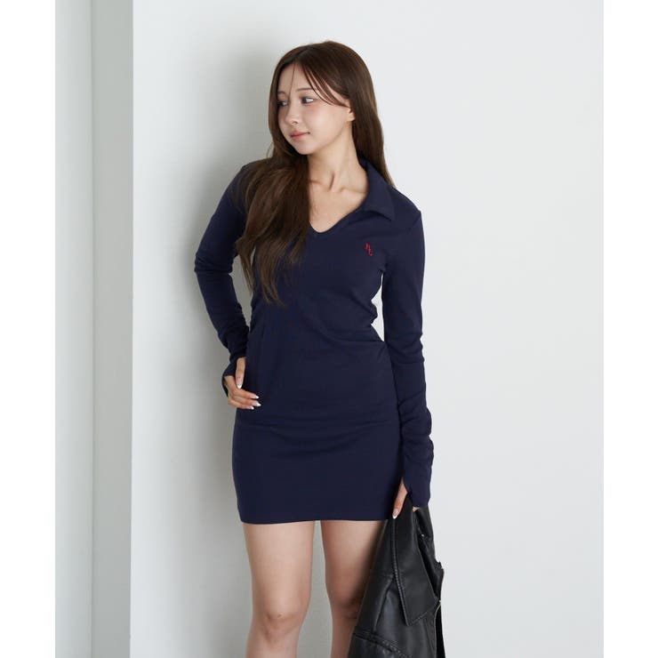 【RAY CASSIN】長袖スキッパーポロ刺繍ミニOP | PAL GROUP OUTLET | 詳細画像1 