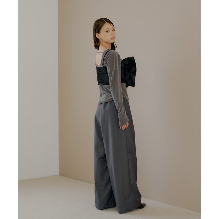 【Chico】フリルベアキャミ+ベロアトップスSET | PAL GROUP OUTLET | 詳細画像6 