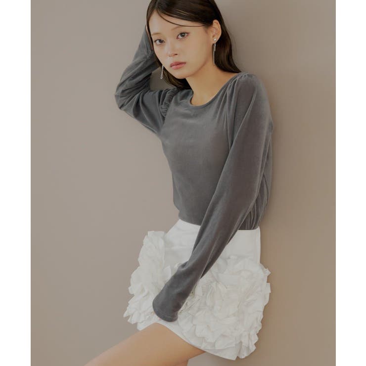 【Chico】フリルベアキャミ+ベロアトップスSET | PAL GROUP OUTLET | 詳細画像7 