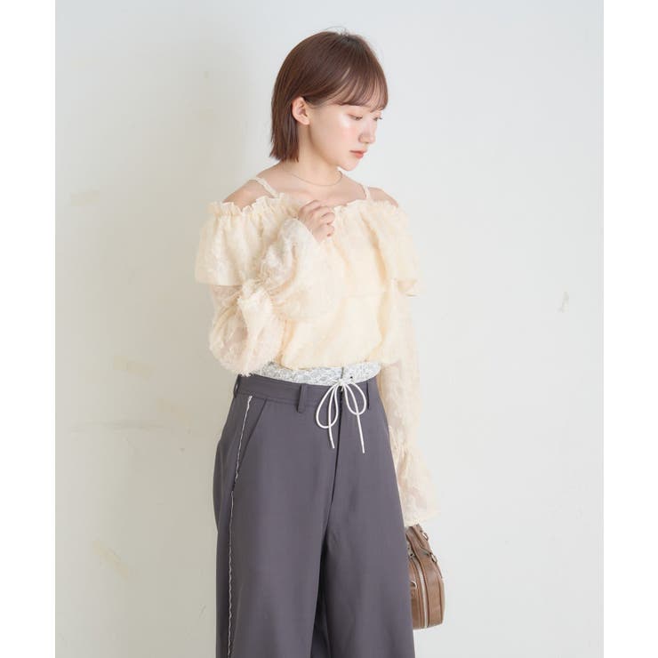 【mystic】[mline]シャギーフリル オフショルブラウス | PAL GROUP OUTLET | 詳細画像1 