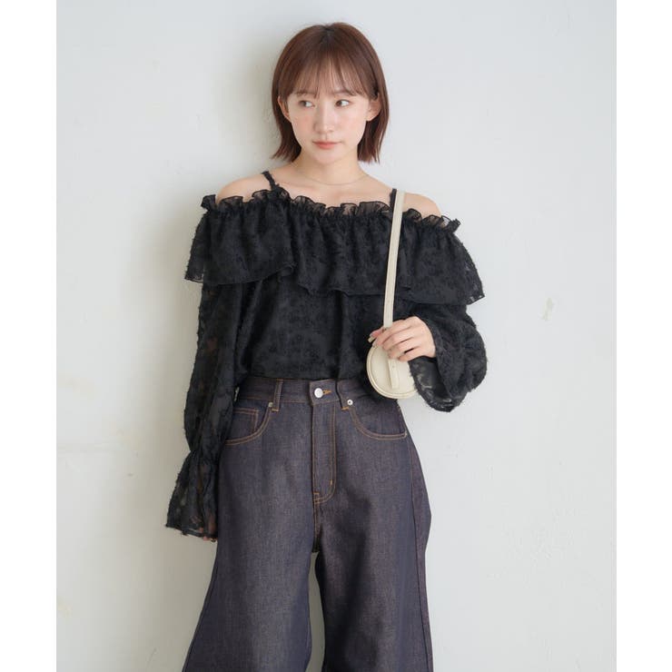 GRY | 【mystic】[mline]シャギーフリル オフショルブラウス | PAL GROUP OUTLET