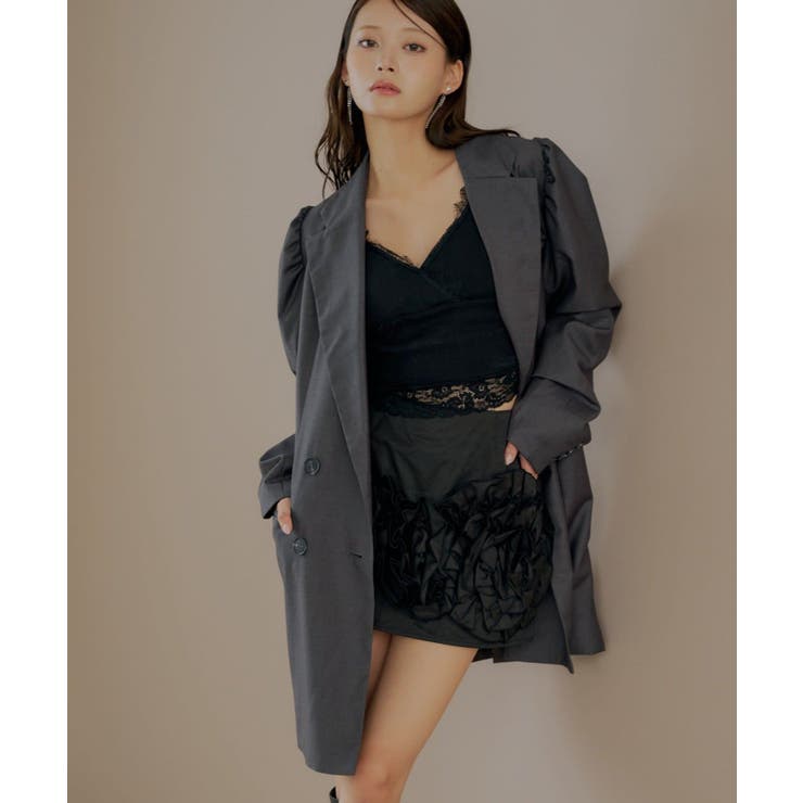 【Chico】ローズコサージュ付パフロングJKT | PAL GROUP OUTLET | 詳細画像2 