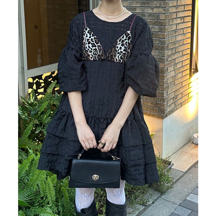 シアーチェックBIGタイボリュームミニドレス | PAL GROUP OUTLET | 詳細画像1 