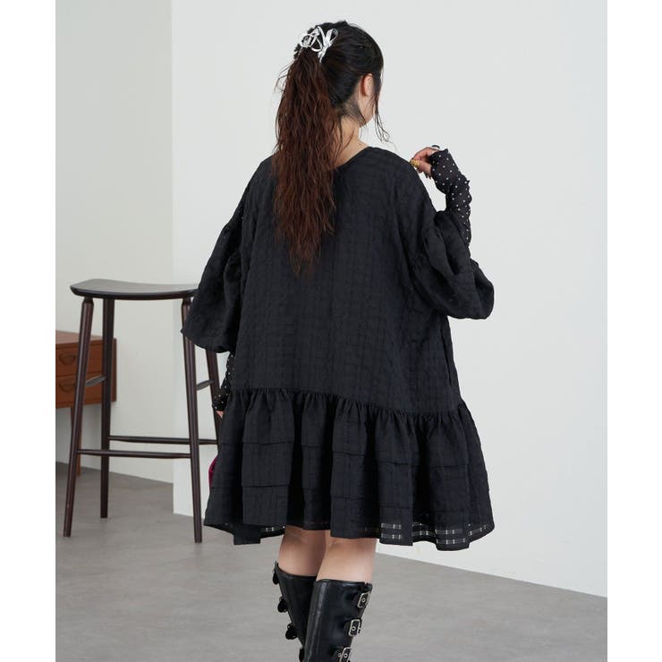 シアーチェックBIGタイボリュームミニドレス | PAL GROUP OUTLET | 詳細画像6 