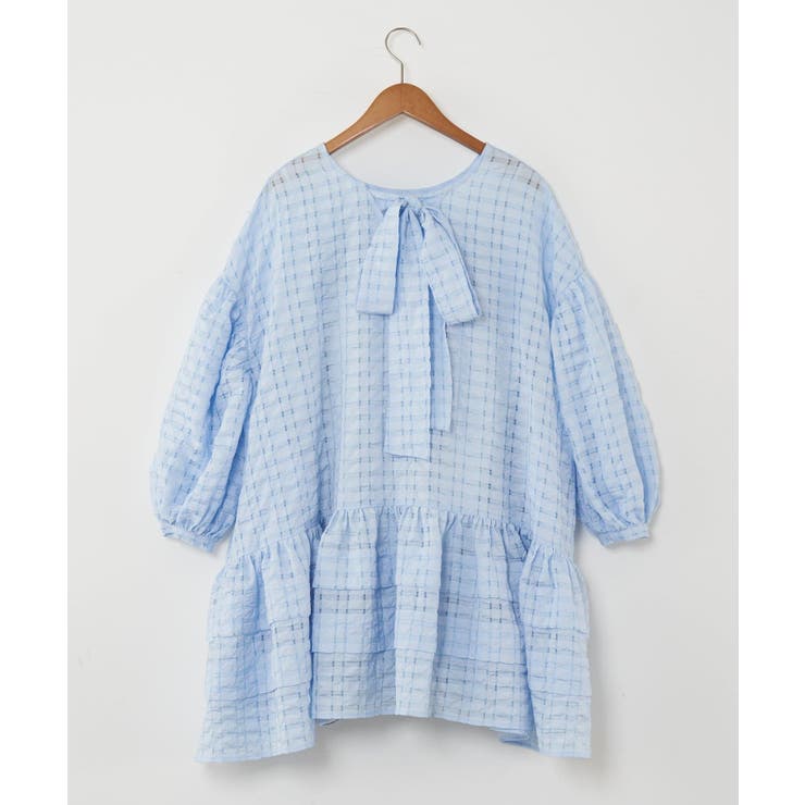 シアーチェックBIGタイボリュームミニドレス | PAL GROUP OUTLET | 詳細画像20 